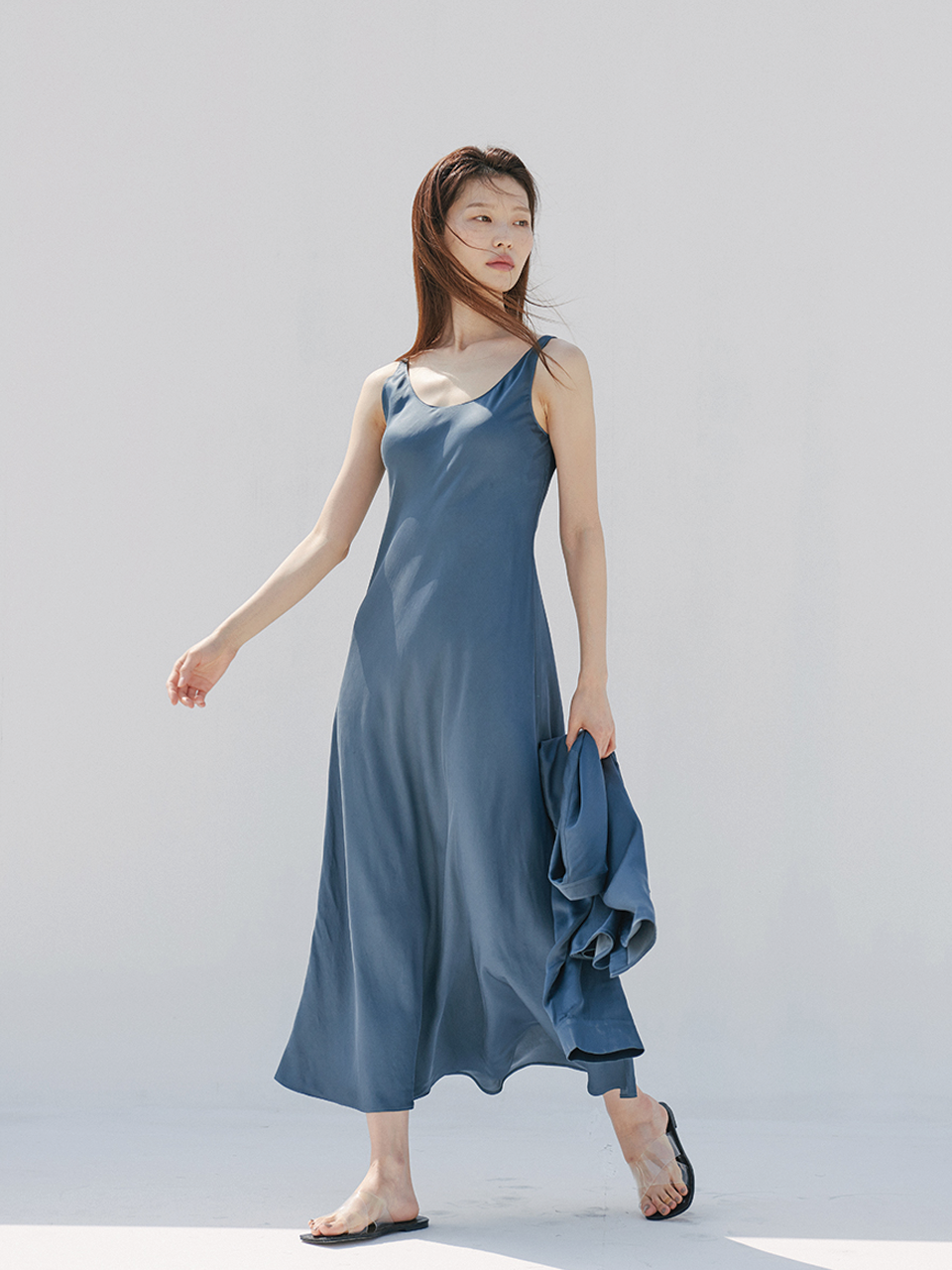 Glisser Slip Dress - Teal Blue 글리쎄 슬립드레스 틸블루